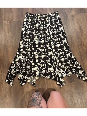 Y2K Cato Asymmetrical Fairy Hem Tuscan Midi  Brown And White Skirt Size 18/20w